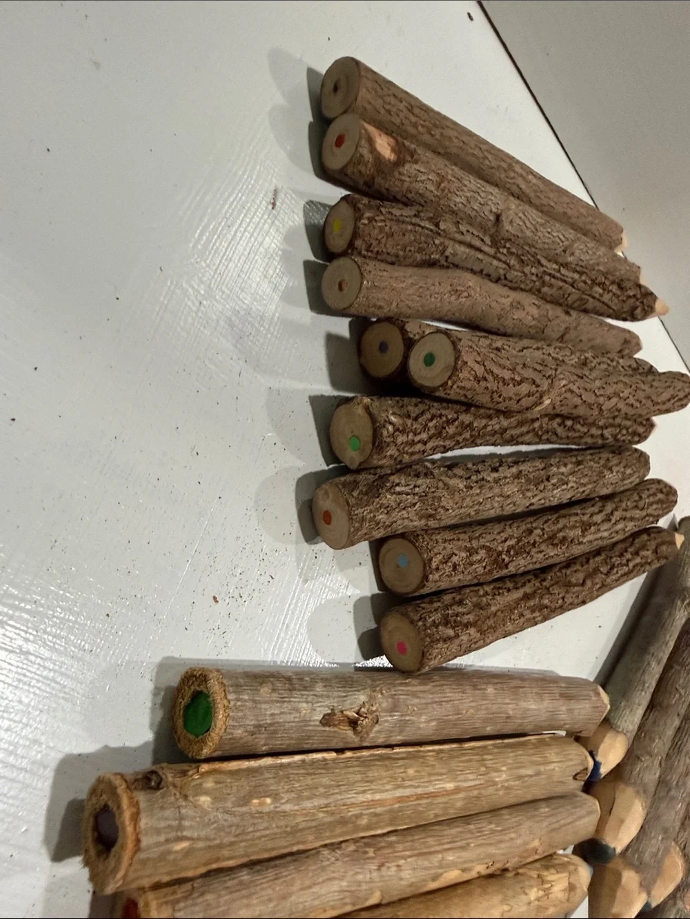 Rustic Bark Colored Pencil Set - Brown Natural Twigs Finish 33 Count